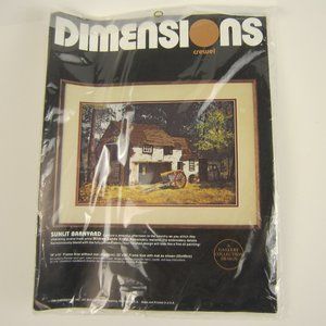 Dimensions Crewel Sunlit Barnyard #1314 Crewel Embroidery Kit Sealed Wool - NOS